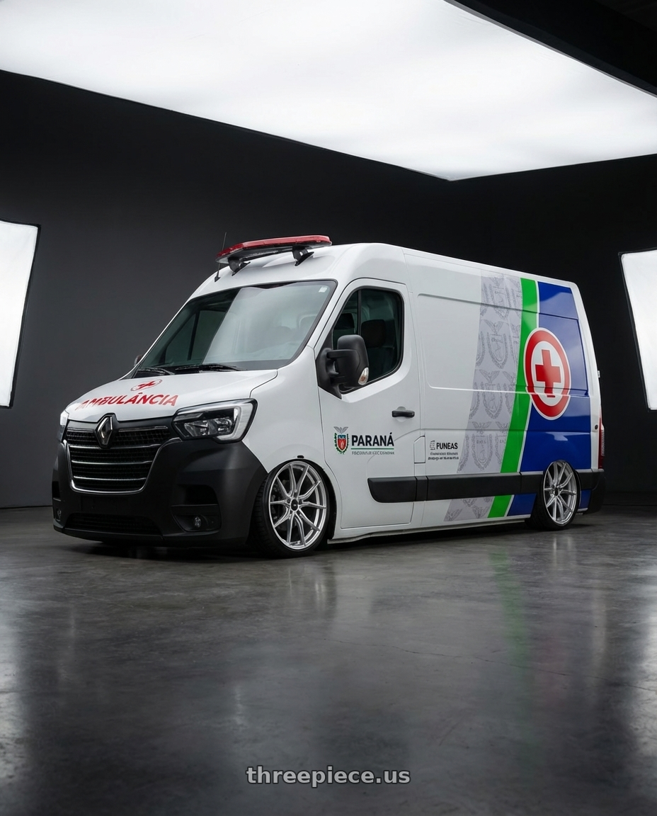 renault master 2021 adesivada with Advanti Racing 80S Hybris 5X120 18x8 +35 Silver with Machined Face wheels