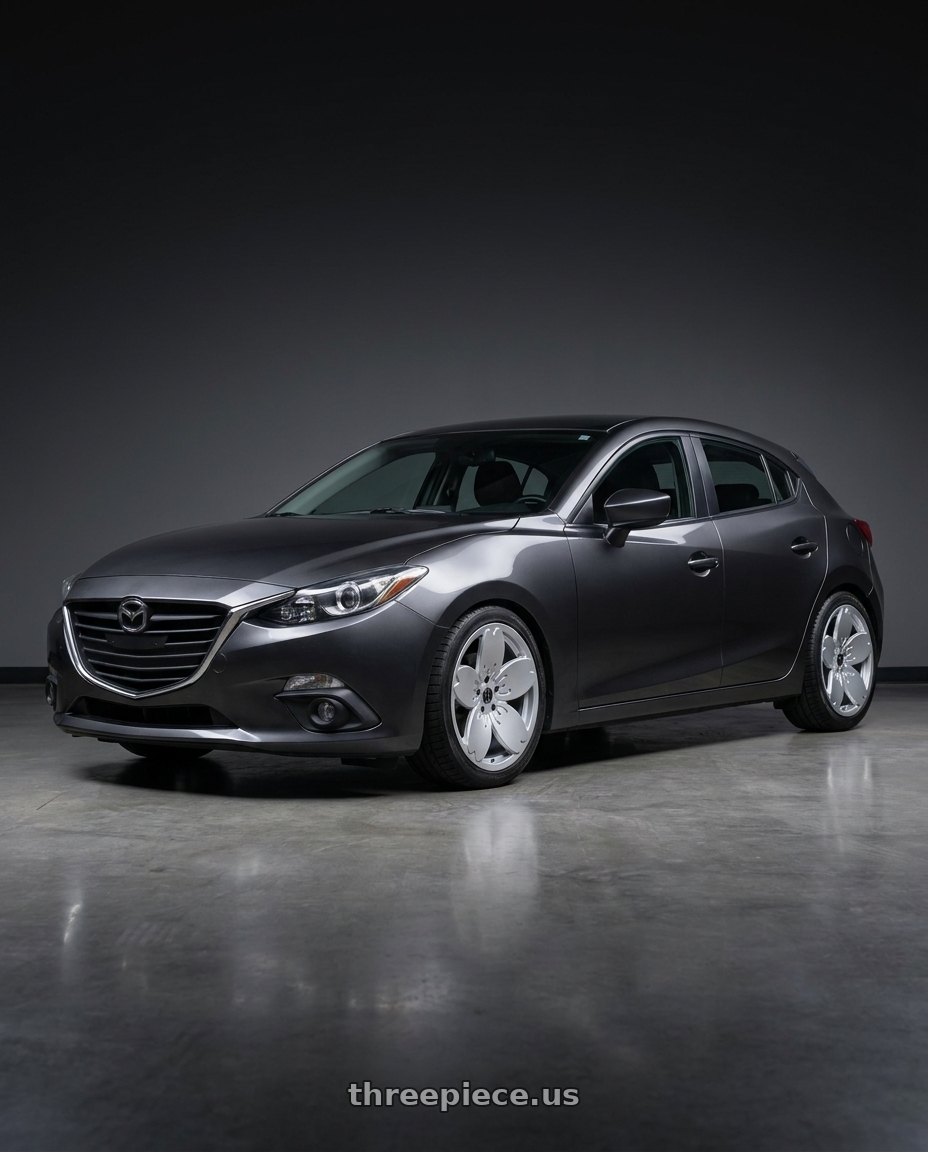 2016 Mazda 3 with Heritage Wheel Sakura MonoC 5X115 18x9.5+22 Silver wheels