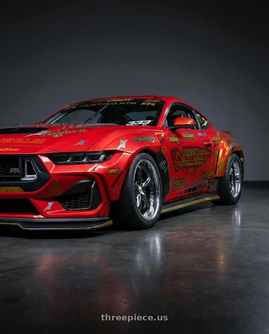 2026 Ford RTR TwerkHorse mustang with Work Wheels VS-KF 5X114.3 19x9.5-29 Brilliant Silver Black A Disk FULL REVERSE wheels