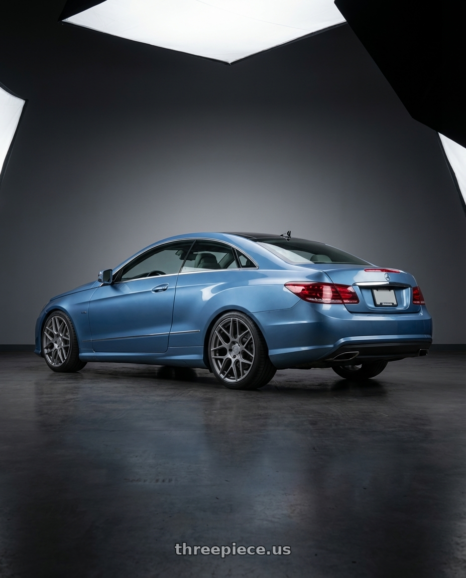 2014 Mercedes-Benz E-Class Coupe C207 with Aodhan AFF2 5x112 19x8.5+35 Matte Gray wheels rear three quarter view square tires