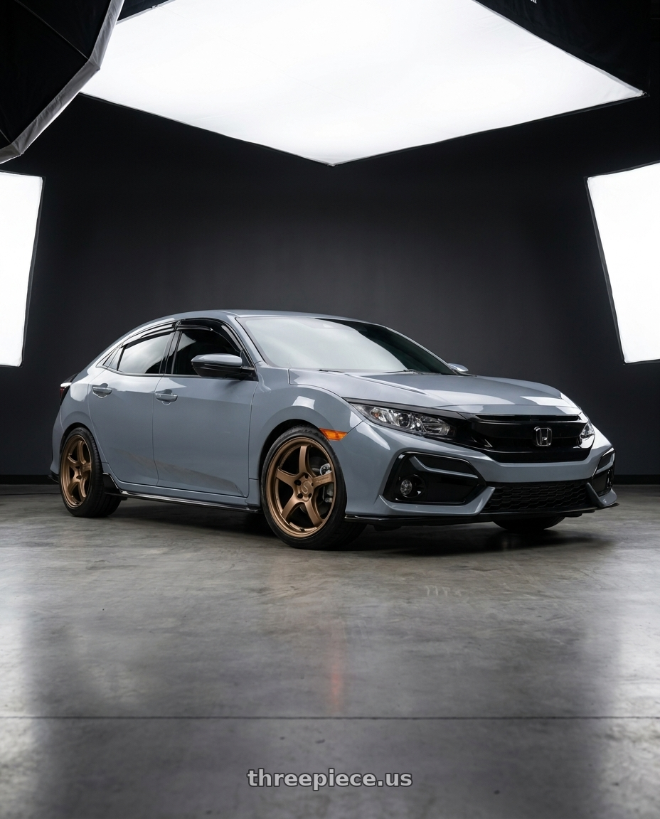 2021 Honda Civic sports hatchback with Gram Lights 57CR 5x114.3 18x9.5+38 Bronze II wheels