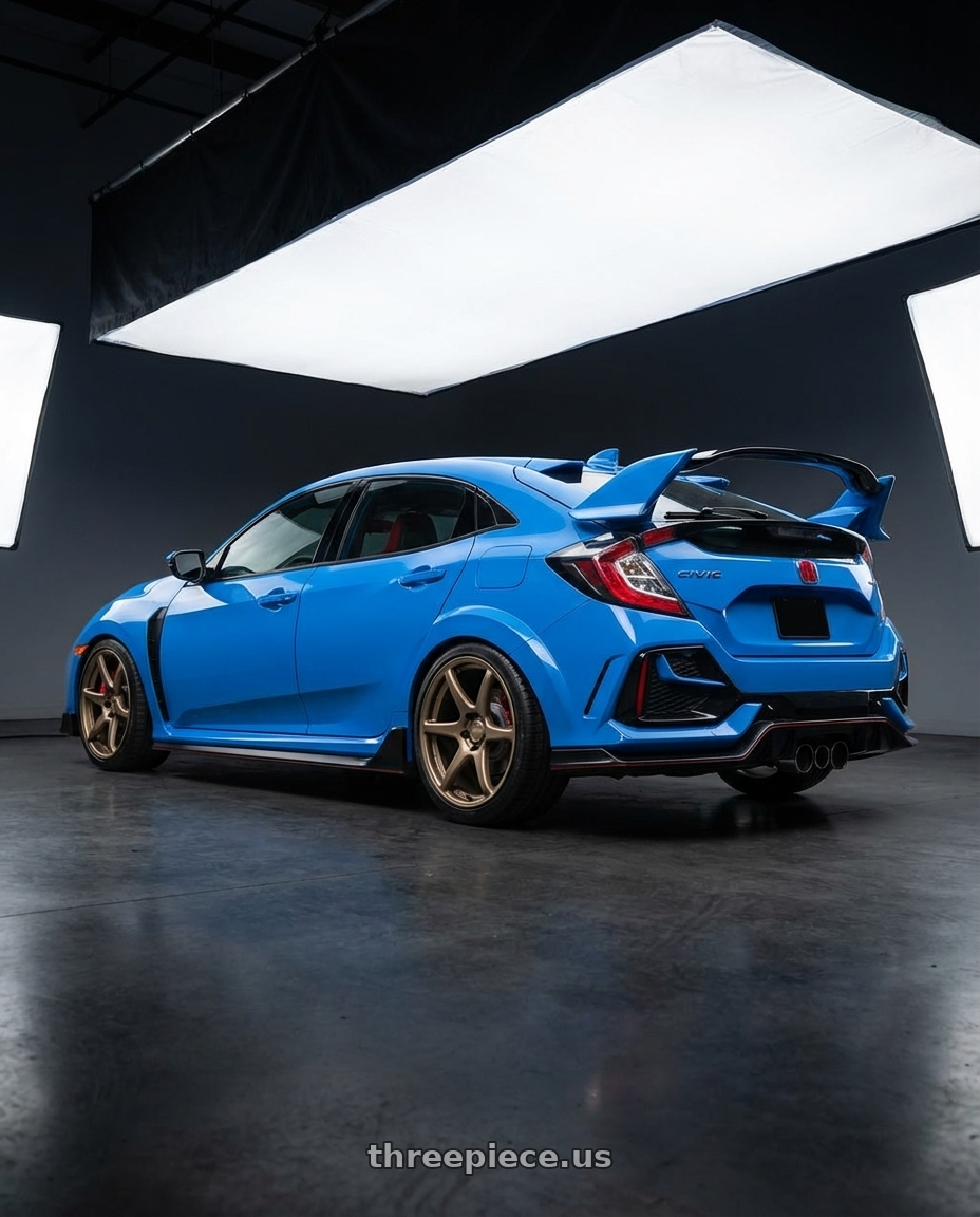 2020 Honda Civic Type R with Kansei K11B Tandem 5X120 19x9.5 22 Bronze wheels rear three quarter view square tires