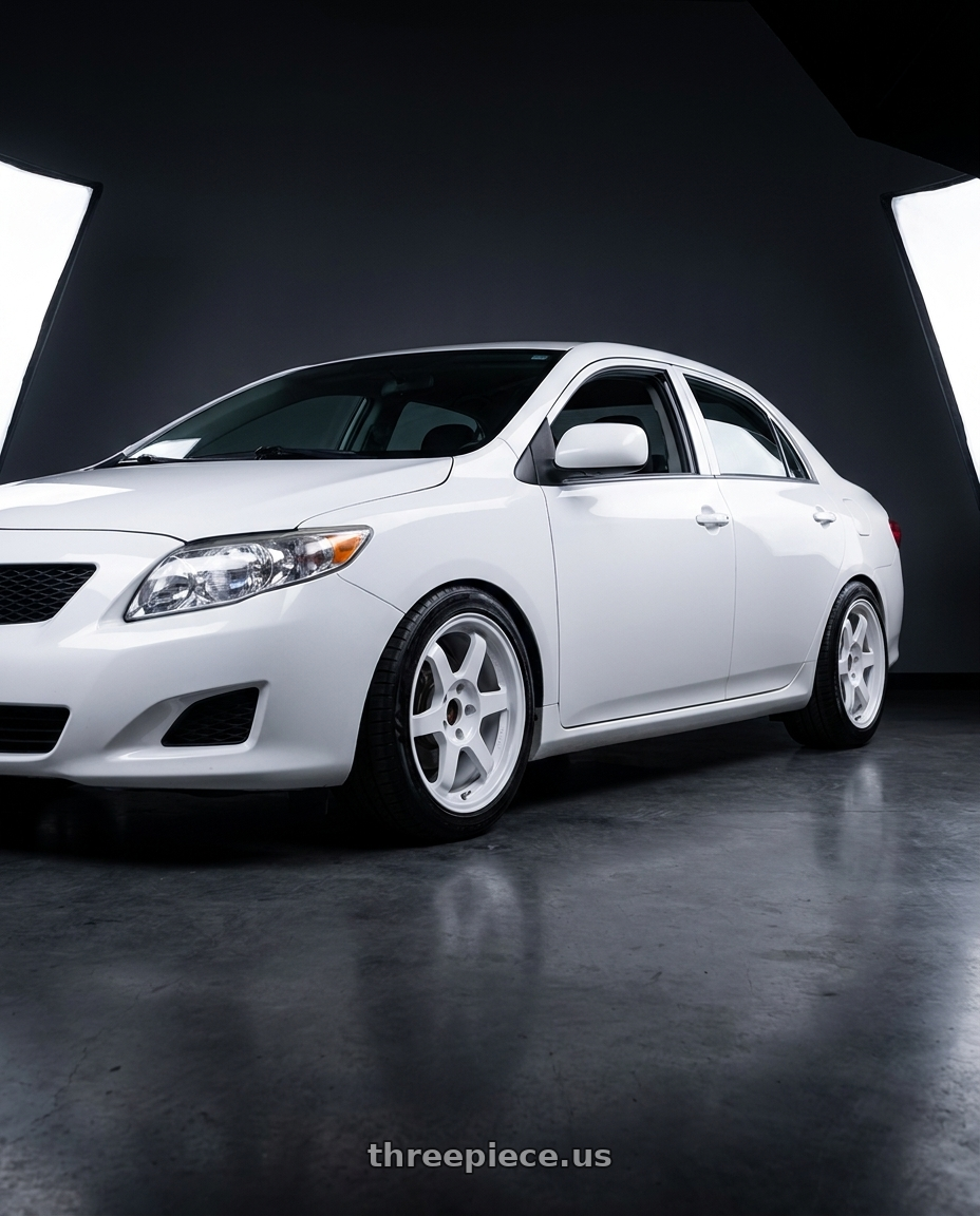 2006 corolla 9gen with Volk Racing TE37 Gravel 5x114.3 15x7.0+35 White wheels