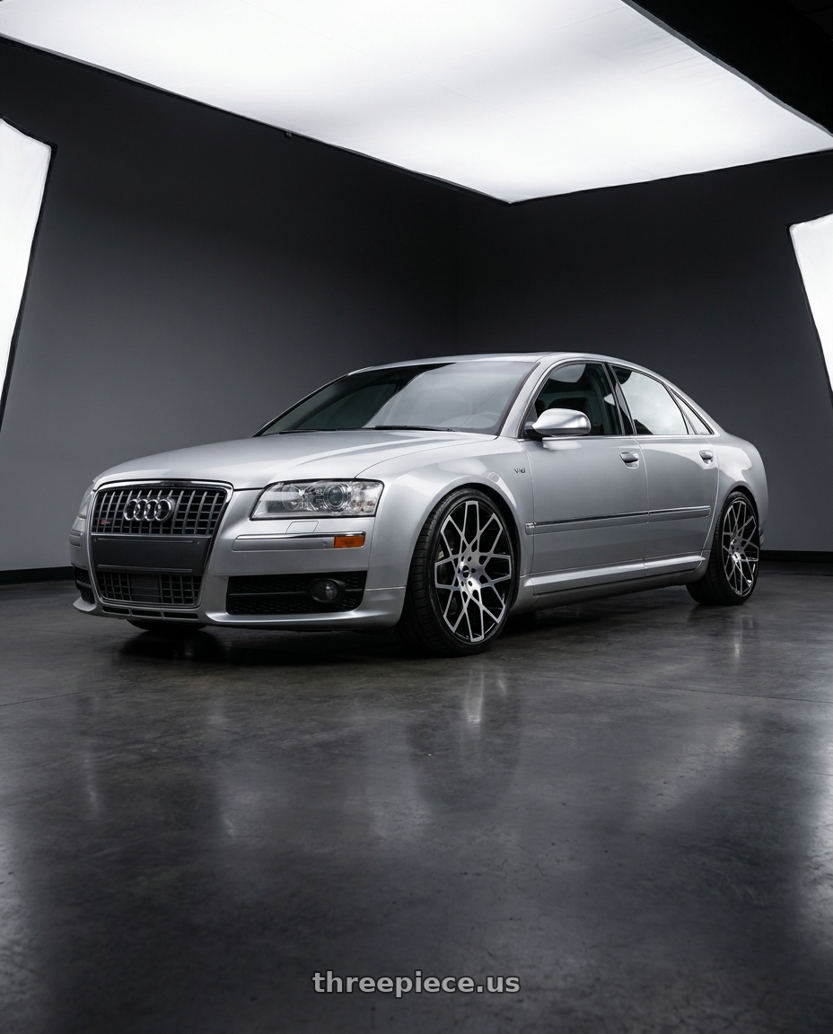 2007 Audi S8 with Strada Buca 5x115 22x9.5 +15 Gloss Black Machined wheels