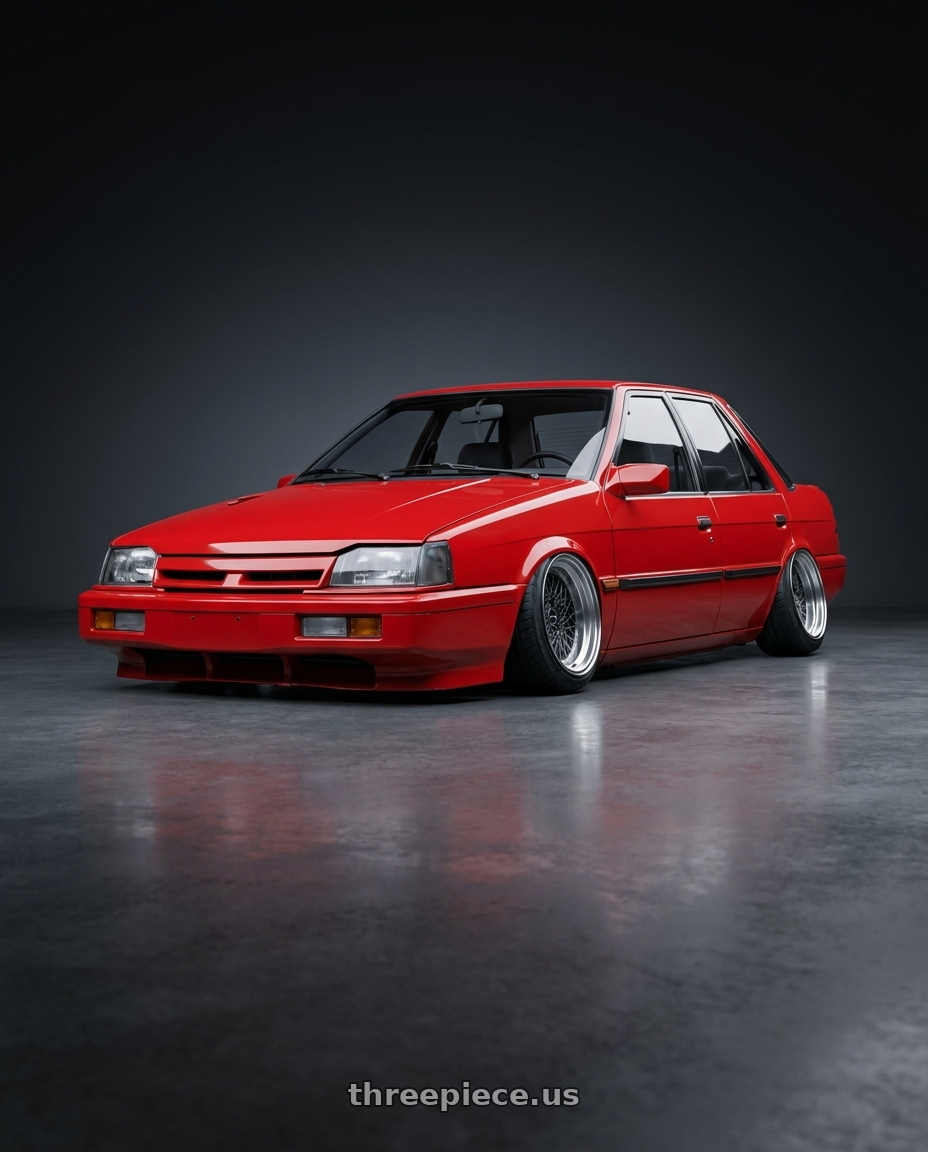 1987 Mitsubishi Galant with Ns Wheels NS-MDV2 4x114.3 15x9.5 +25 Dark Gray with Machined Lip wheels
