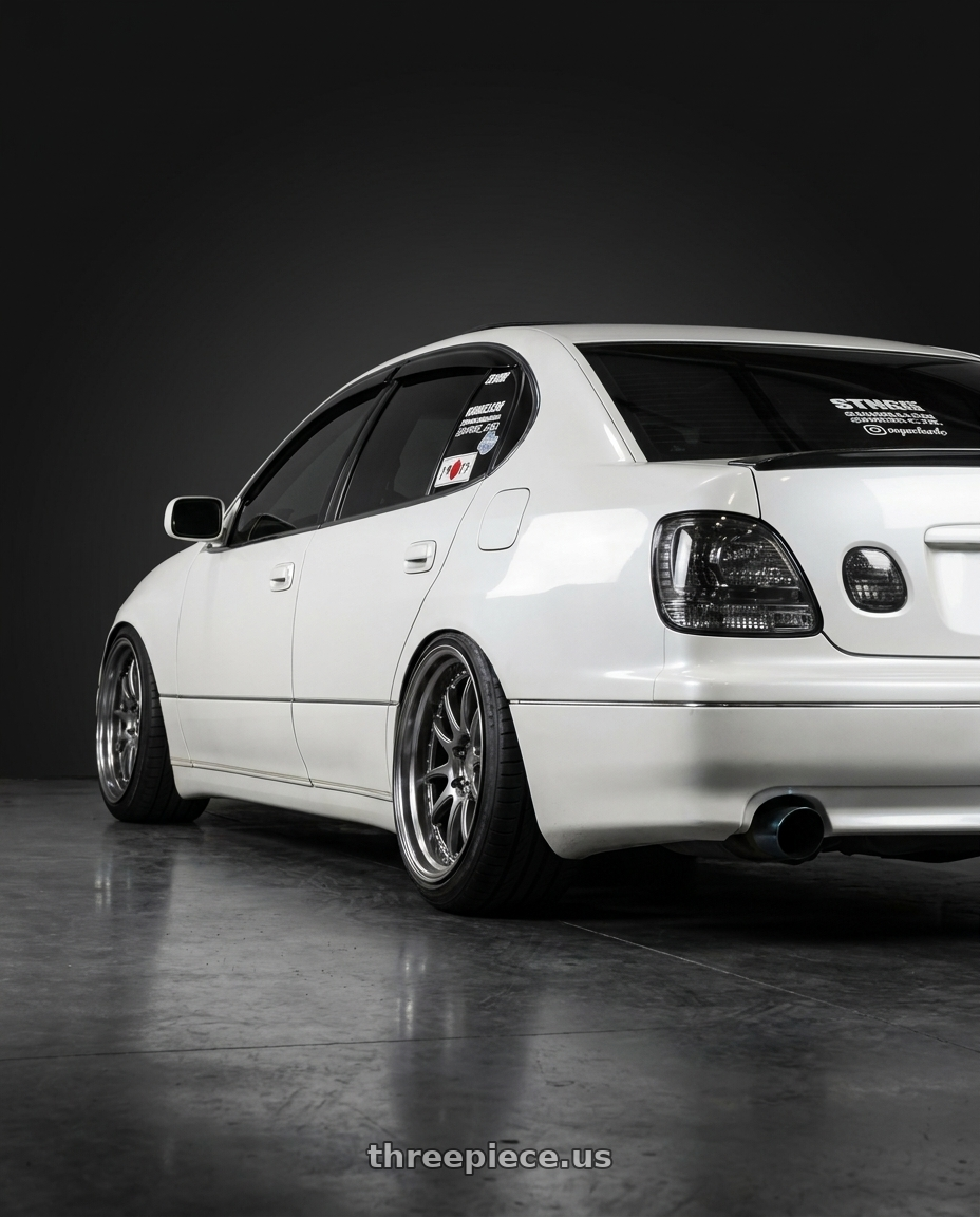 2004 Lexus gs300 with Aodhan DS02 5x114.3 18x8.5+35 Hyper Black wheels rear three quarter view extreme stretch tires
