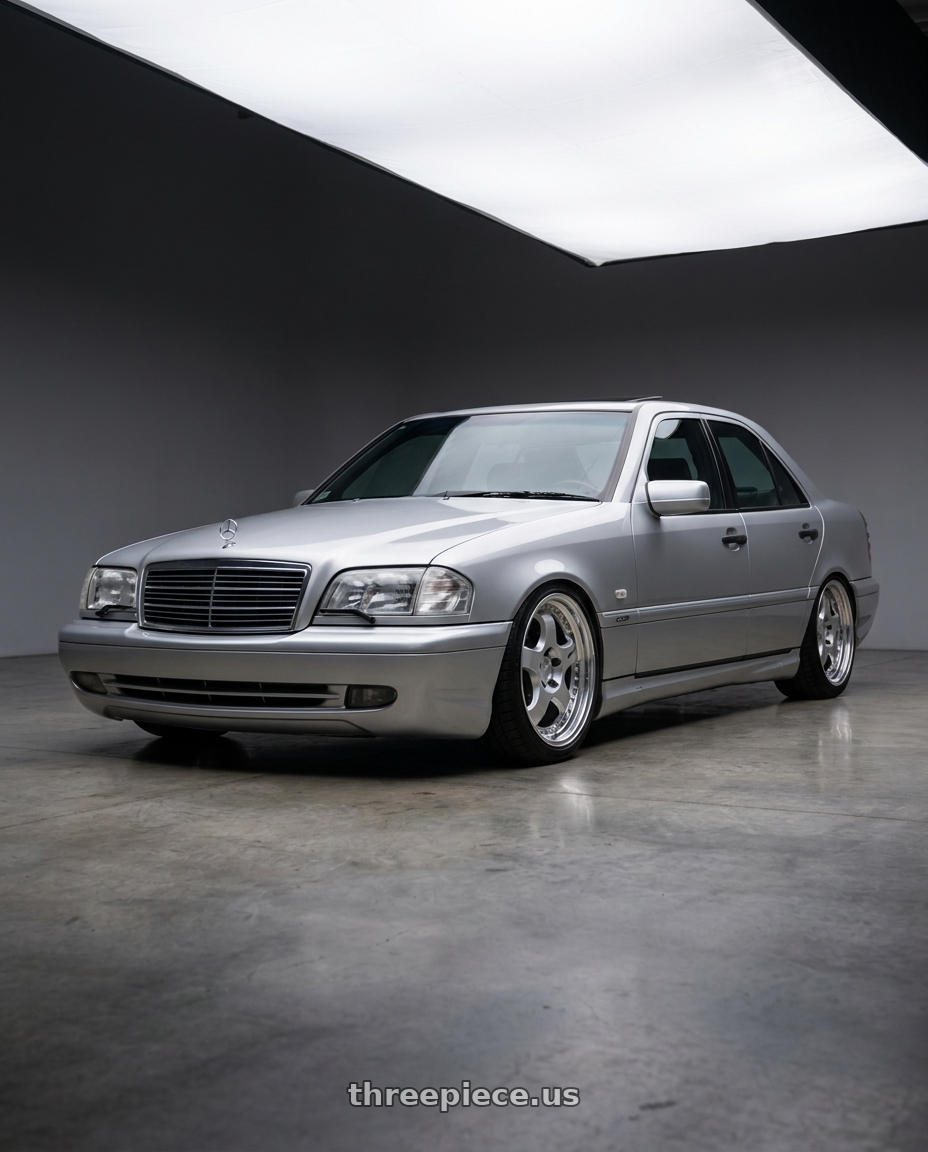 1998 mercedes benz c43 amg with Work Meister S1 3P 5x112 17x7+29 O Disk Silver wheels