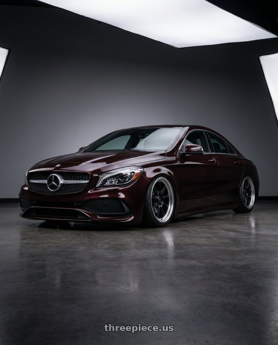 2018 Mercedes-Benz CLA C117 with Konig Countergram 5x112 19x9.5+30 Matte Black / Matte Machined Lip wheels