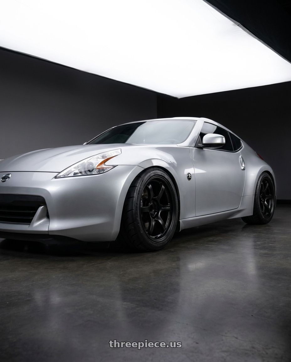 2009 Nissan 370z with Gram Lights 57DR 5x114.3 18x10.5+12 Semi Gloss Black wheels