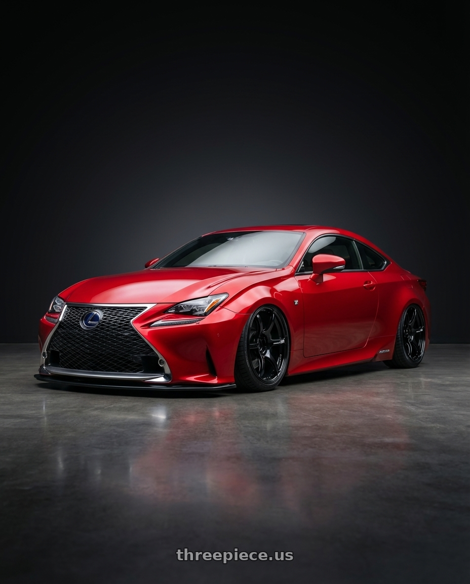 2018 Lexus RC F with Advan RGIII 5x114.3 19x10.5+15 Gloss Black wheels front three quarter view stanced stance