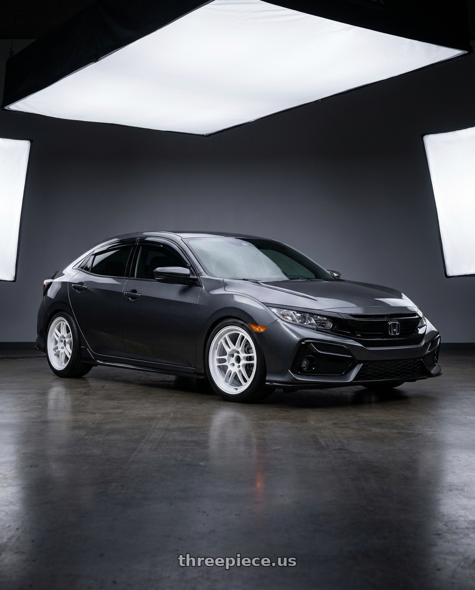 2019 honda civic hatchback sport with Enkei RPF1 5x114.3 18x9.5+38 Vanquish White wheels