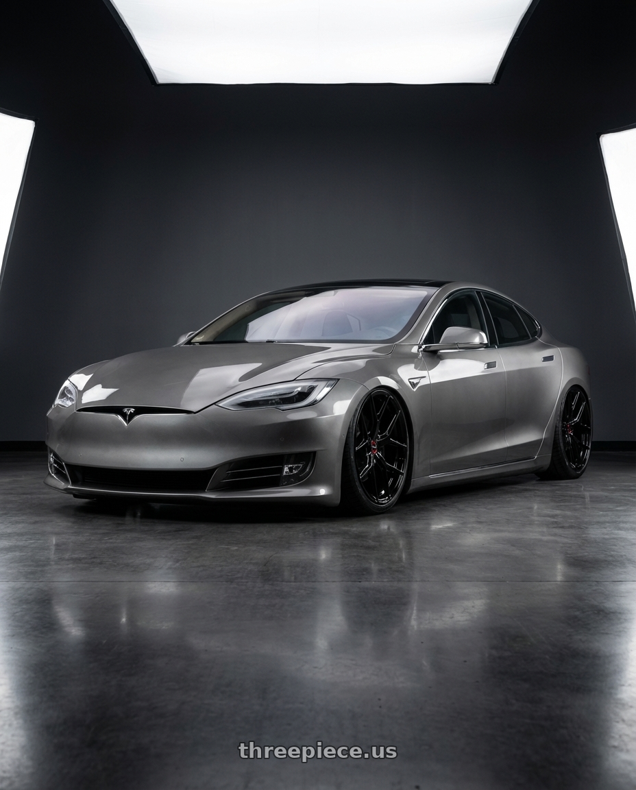 2018 Tesla Model S with Vossen HF-5 21x12 / 5x120 / ET52 / Deep Face / 72.56 - Gloss Black Wheel - HF5-1B36 wheels