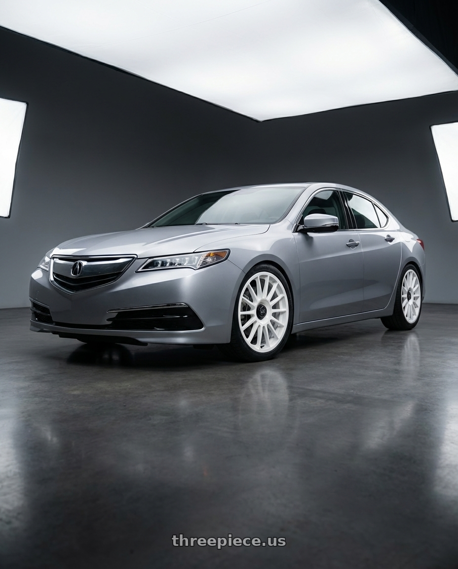2019 Acura TLX with fifteen52 PODIUM 5x114.3 / 5x120 19x8.5 +35 RALLY WHITE (GLOSS WHITE) wheels