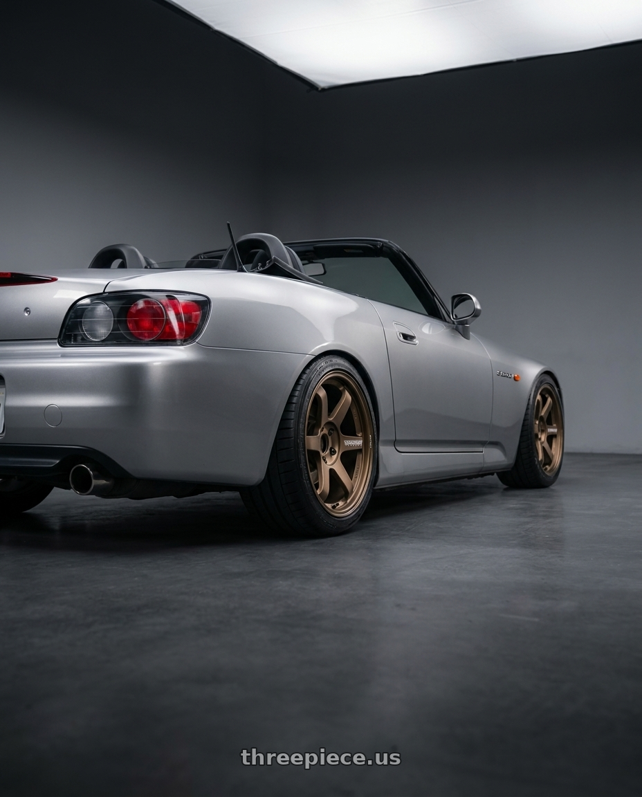 2000 Honda S2000 with Volk Racing TE37 Progressive Model 6x139.7 18x9+0 Large PCD wheels rear three quarter view square tires