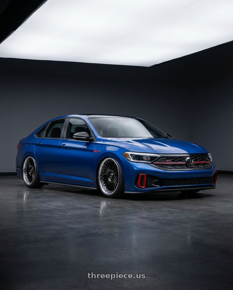 2024 Volkswagen jetta gli blue with Work Emitz Black Polish 5x100 19x9.0 +45 wheels