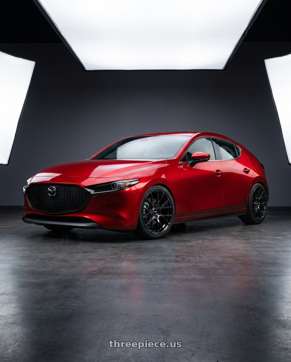 2024 Mazda 3 with Volk Racing G16 M-SPEC 5x112 19x8.5 +38 PRESSED BLACK CLEAR wheels