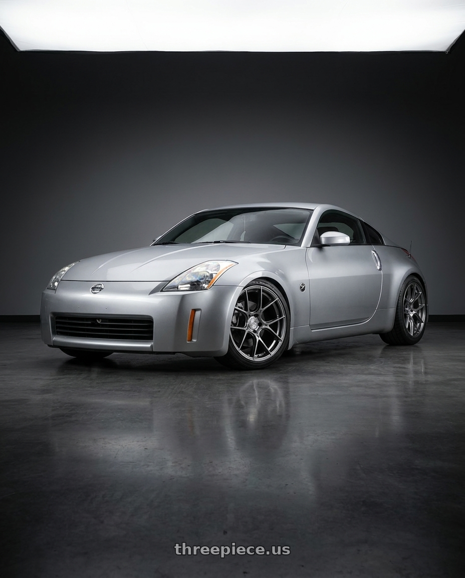2003 Nissan 350Z with Aodhan AH-11 5x114.3 19x9.5 +35 Hyper Black wheels