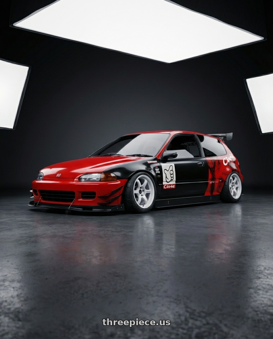 1993 Honda Civic eg5 with Gram Lights 57D Mark-II 4x100 15x8.0+13 White wheels