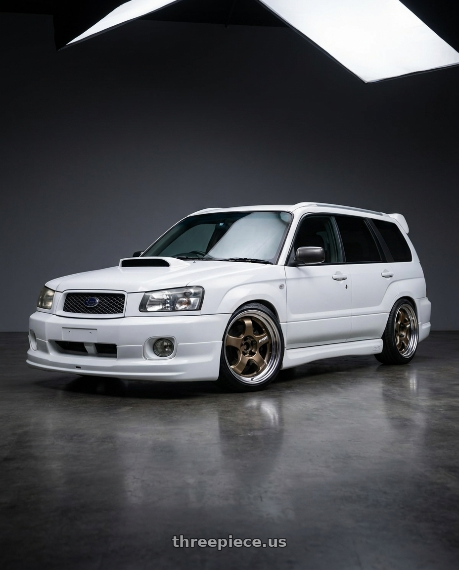 2002 Subaru forester with Work Meister S1 2P 5x100 15x6.5+45 A Disk Titanium Gold wheels