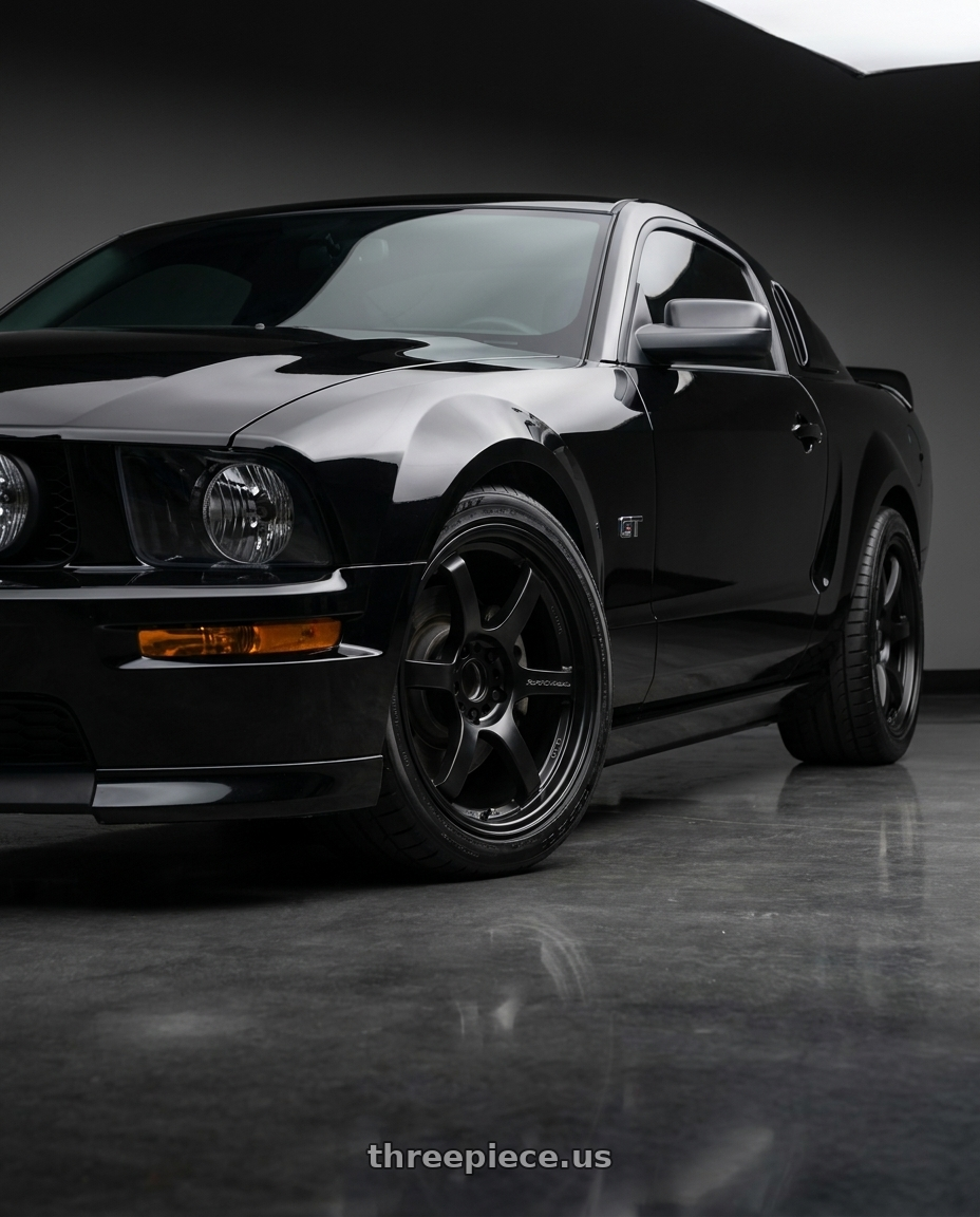 2005 ford mustang gt with Gram Lights 57DR 5x114.3 18x9.5+12 Semi Gloss Black wheels