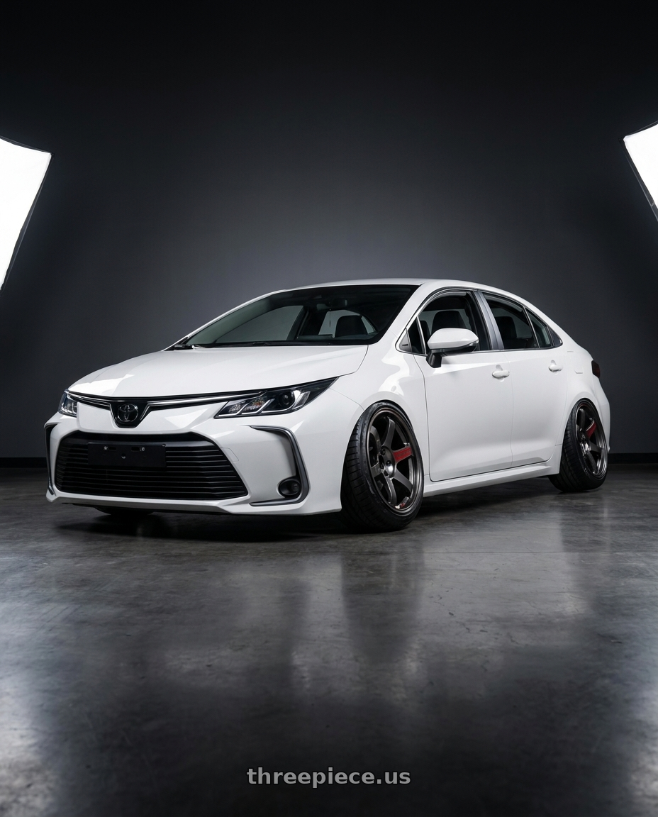 2020 Toyota Altis White with Volk Racing TE37 Saga SL 5x100 18x8.5+45 Pressed Graphite wheels