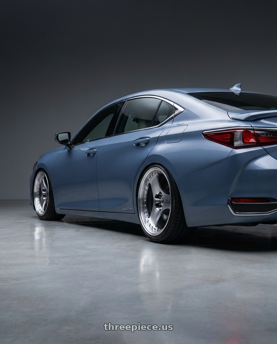 2026 LEXUS ES300h with Advan Racing ONI2 PROGRESSIVE 5x114.3 20x10.0 +31 MACHINING & DIAMOND CUT wheels rear three quarter view slight stretch tires
