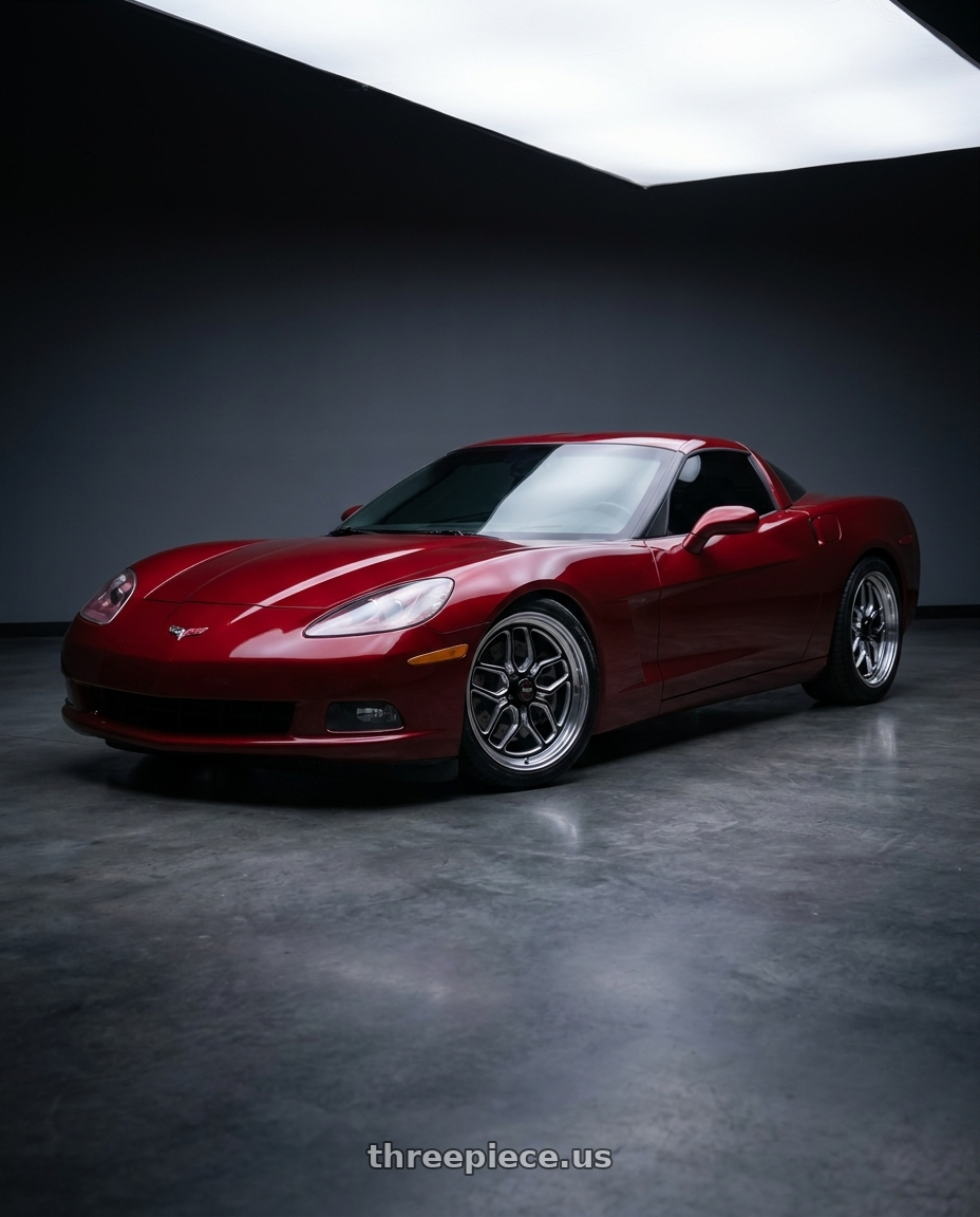 2008 Chevrolet Corvette base with WELD Performance Laguna 5x120.65 19x11 +70 Gloss Black/Milled Diamond Cut Lip wheels