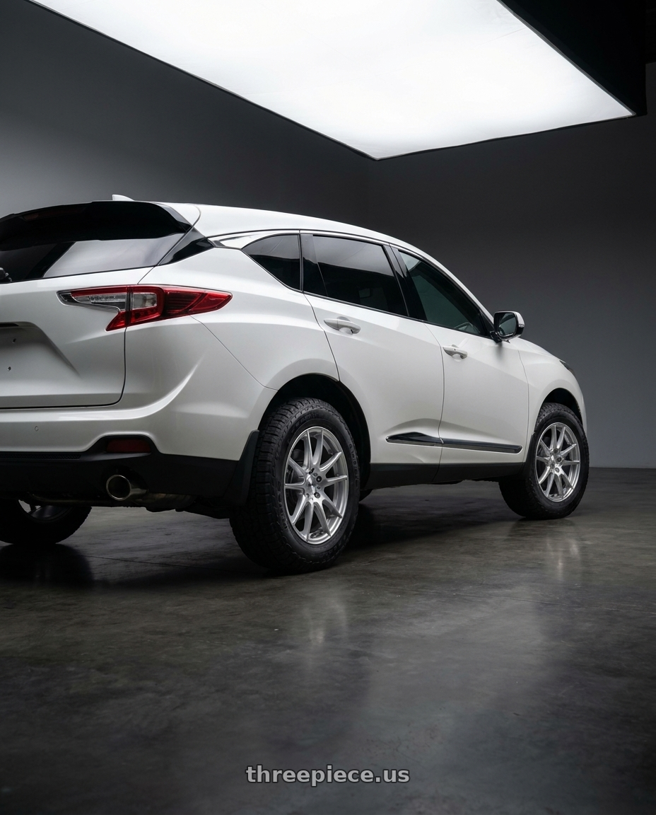 2022 Acura RDX with TSW ESPRIT 5x114.3 18x8.5 +35 Hyper Silver W/ Machined Face wheels rear three quarter view meaty tires