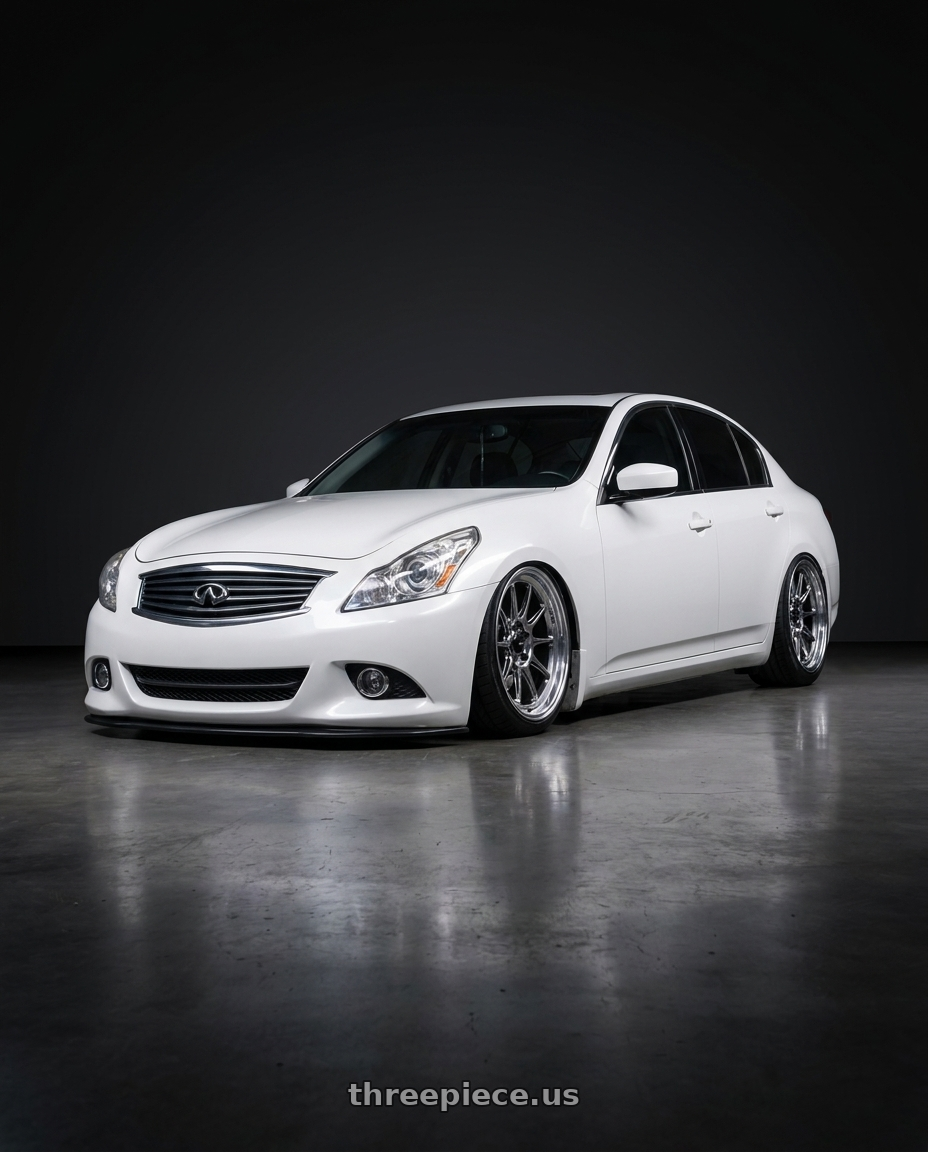 2014 Infiniti G37 Coupe with Konig Countergram 5x114.3 19x11+18 Hyper Chrome / Machined Lip wheels
