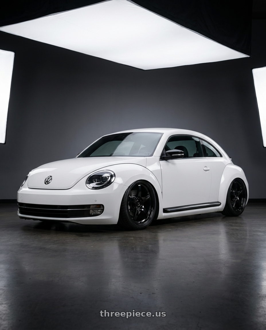 2016 Volkswagen Beetle Turbo with Gram Lights 57CR 5x112 19x8.5+45 Glossy Black wheels