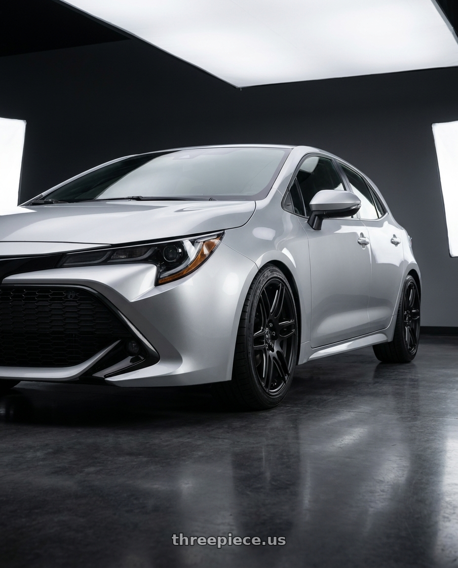 2019 Toyota Corollasport with Niche 1PC M106 NR6 4X100/4X114.3 18X8 +40 MATTE BLACK MILLED wheels