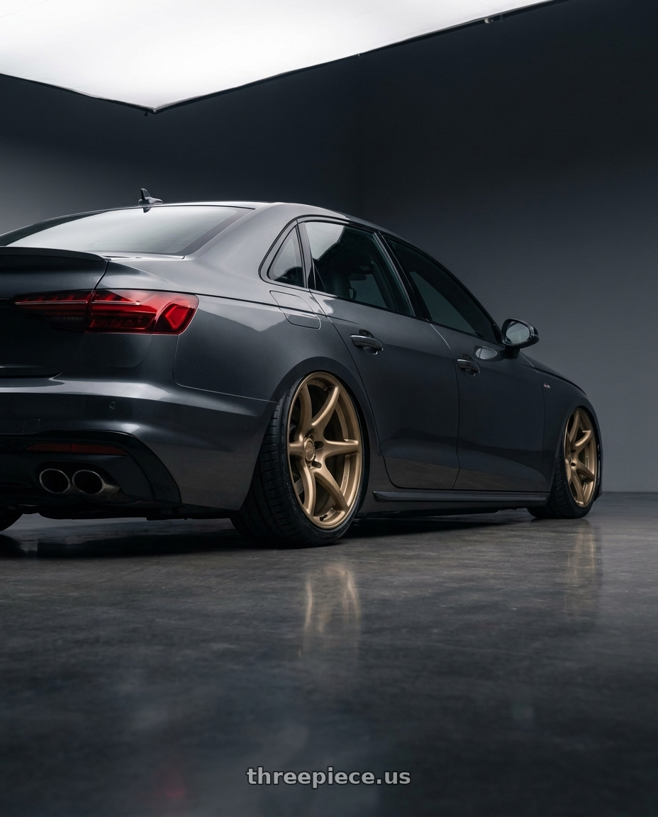 2023 Audi S4 B9 with Kansei K11B Tandem 5X112 19x10.5 22 Bronze wheels rear three quarter view slight stretch tires