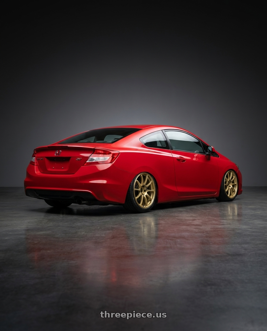 2011 Honda Civic Si with Advan RCIII 5x114.3 17x7+45 Gold wheels rear three quarter view slight stretch tires