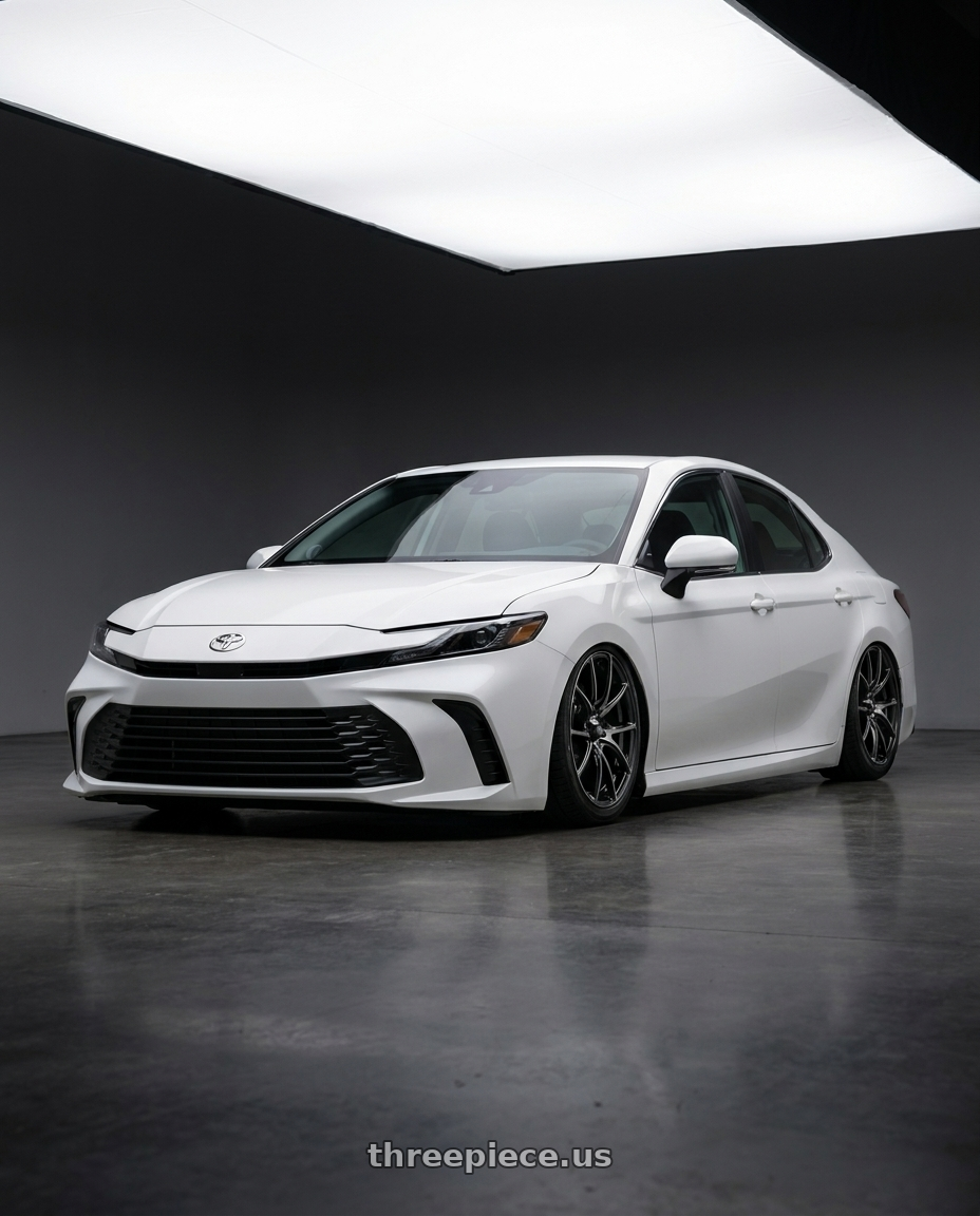 2025 Toyota camry white with WedsSport SA-10R 4x100 16x6.5+38 Zebra Black Bright FF wheels