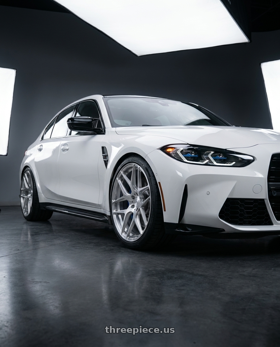 2022 BMW M3 Competition xDrive with MRR FS1 5x112 18x9.5  +25 Brushed Clear wheels