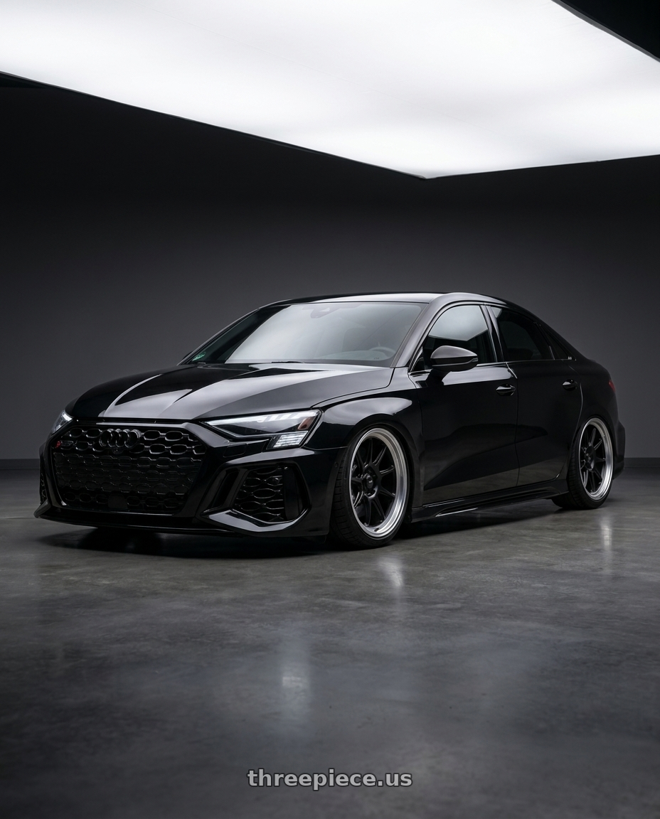 2022 Audi RS3 8Y with Konig Countergram 5x112 19x9.5+30 Matte Black / Matte Machined Lip wheels
