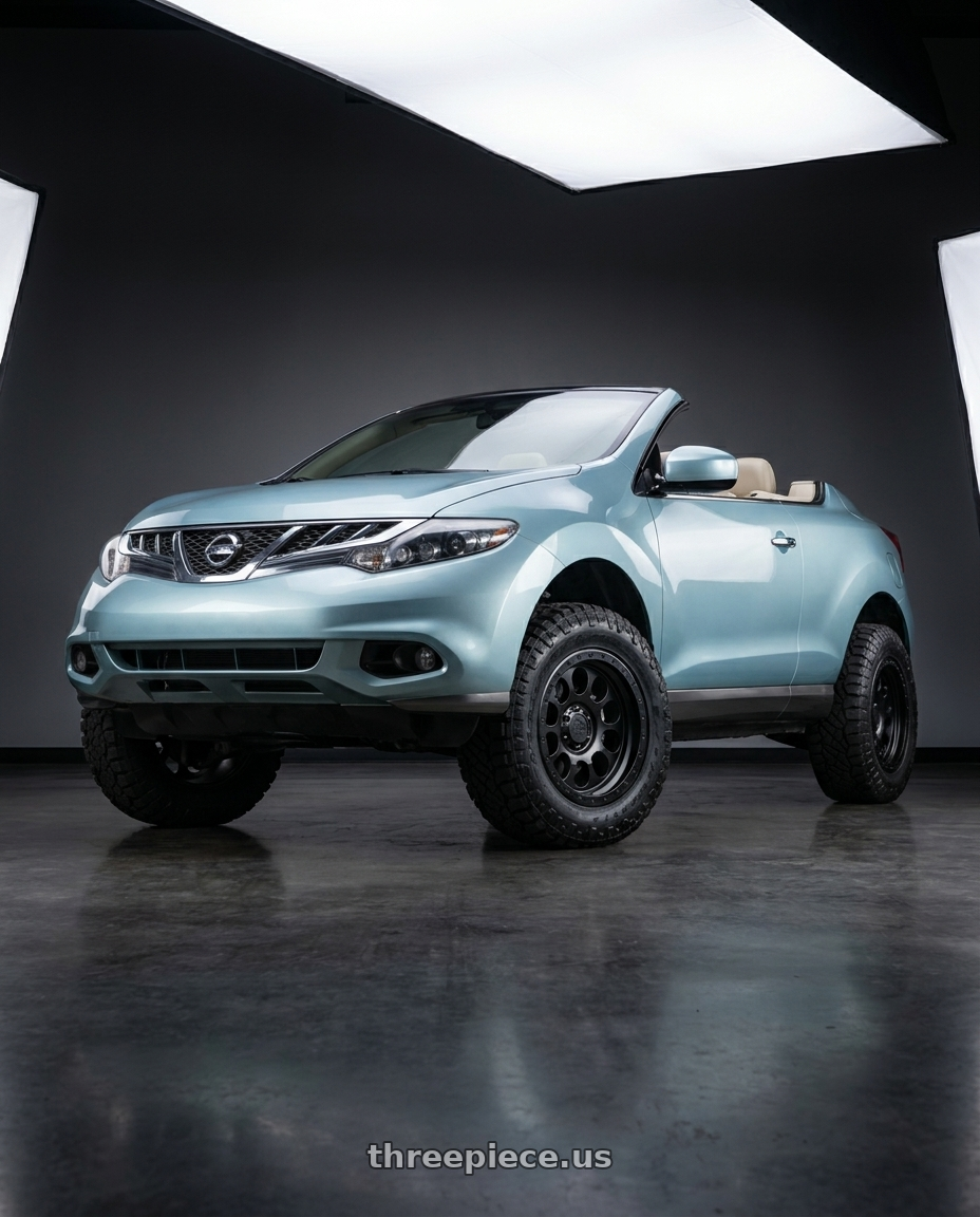 2014 Nissan Murano CrossCabriolet with LOCK OFFROAD 50CAL 5x127 20x9 +0 Matte Black W Matte Black Ring wheels