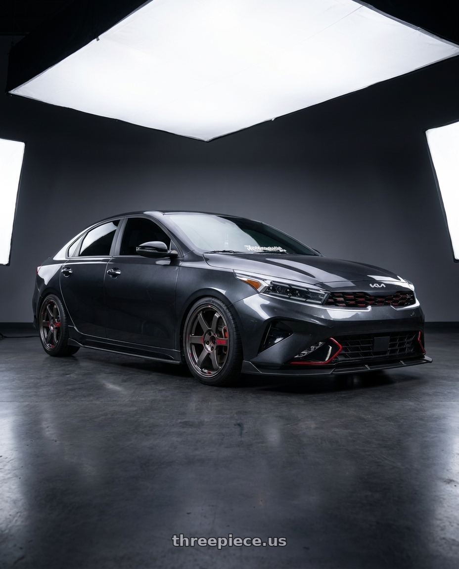 2023 Kia Forte GT with Volk Racing TE37 Saga SL 5x114.3 18x8.5+45 Pressed Graphite wheels