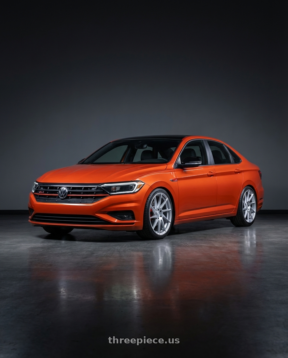 2023 Volkswagen Jetta GLI MK7 with Aodhan AH09 5x112 18x8.5 +35 Gloss Silver Machined Face wheels