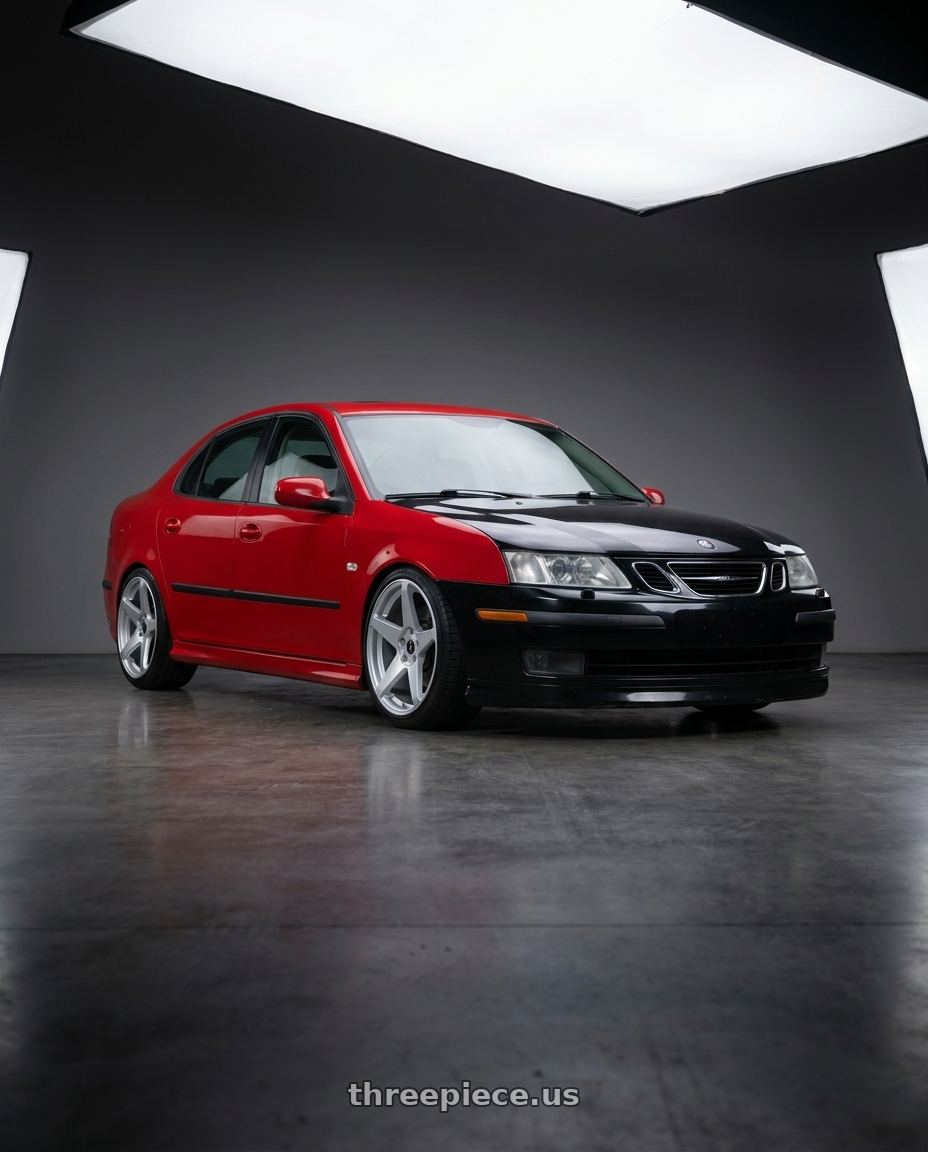 2007 Saab 9-3 aero with Heritage Wheel IMOLA 5x110 18x9.5 +38 Sil wheels