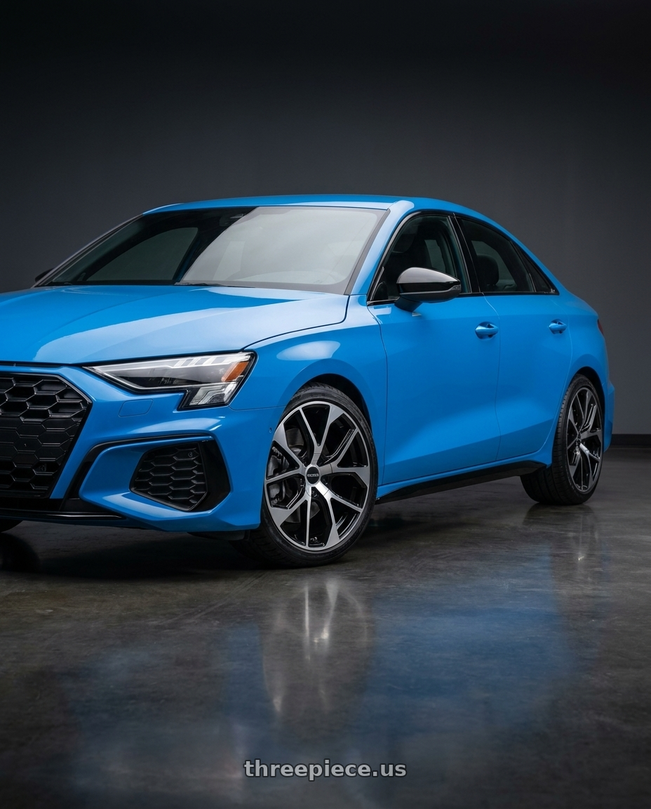 2023 Audi S3 with TOUREN TR60 3260 5x112/5x120 19x8.5 +40 GLOSS BLACK MACHINED wheels