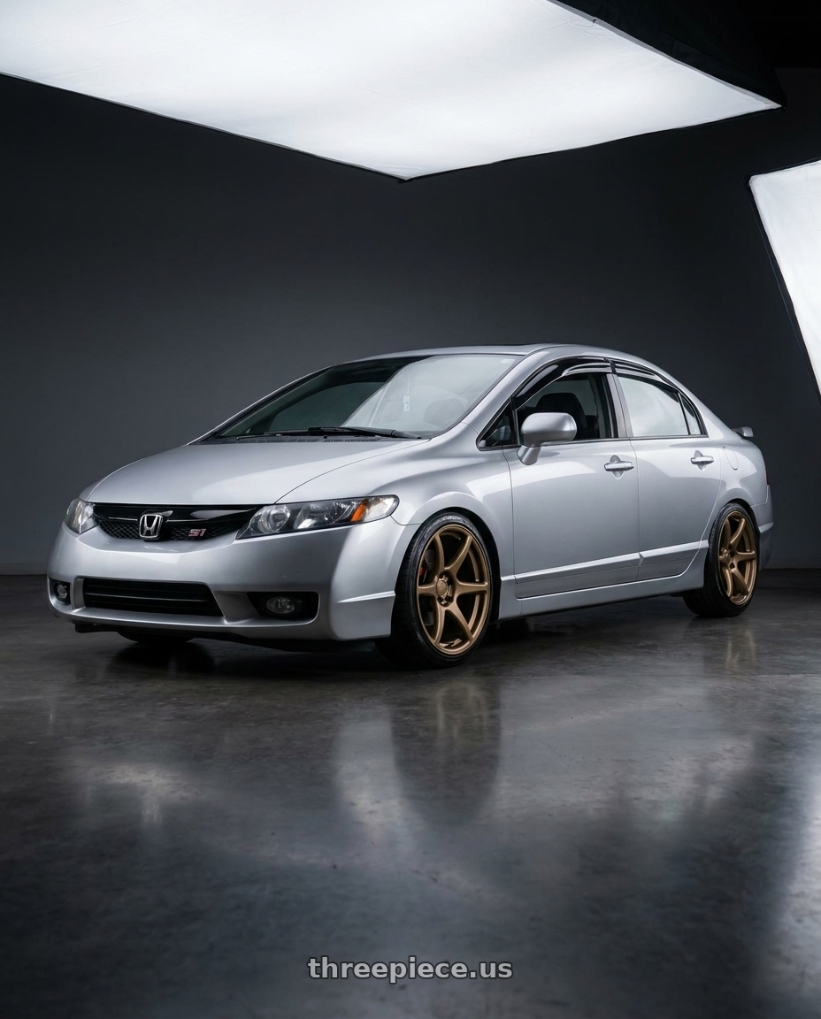 2009 honda civic si sedan  with Kansei K11B Tandem 5x114.3 18x8.5 35 Bronze wheels