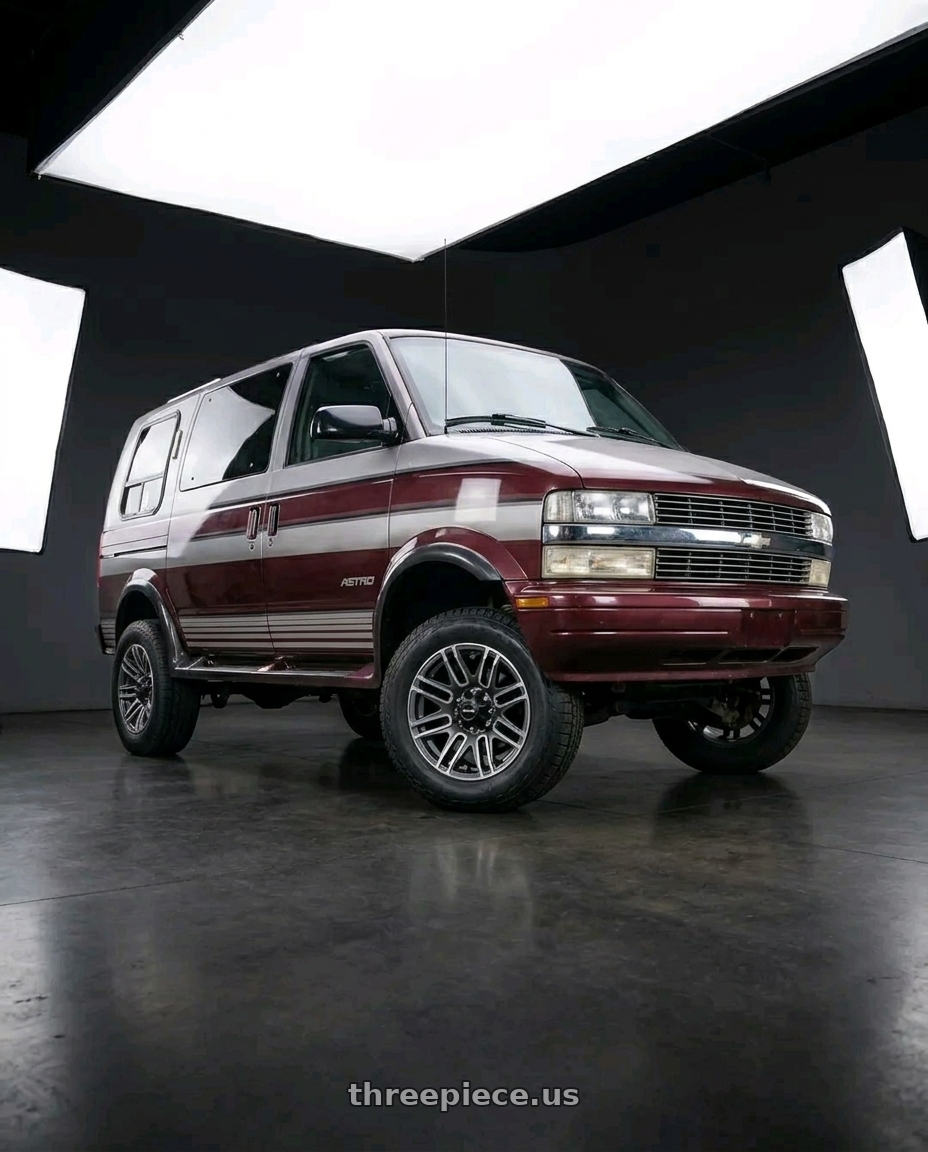 1996 chevy ASTRO van with Vision ATV 112 Assault 4x110 14x7+2 Gunmetal Machined Face wheels