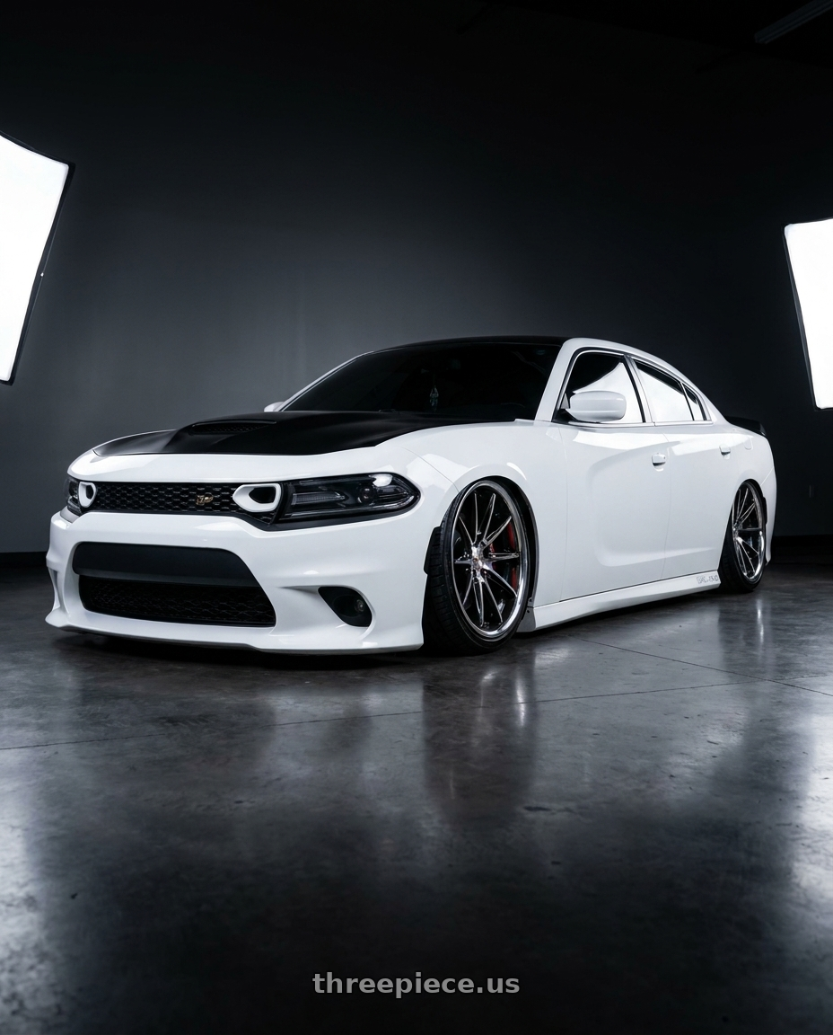 2021 Dodge Charger ScatPack with Work Wheels VS-KF 5x114.3 20x12+78 Brilliant Silver Black A Disk FULL REVERSE wheels