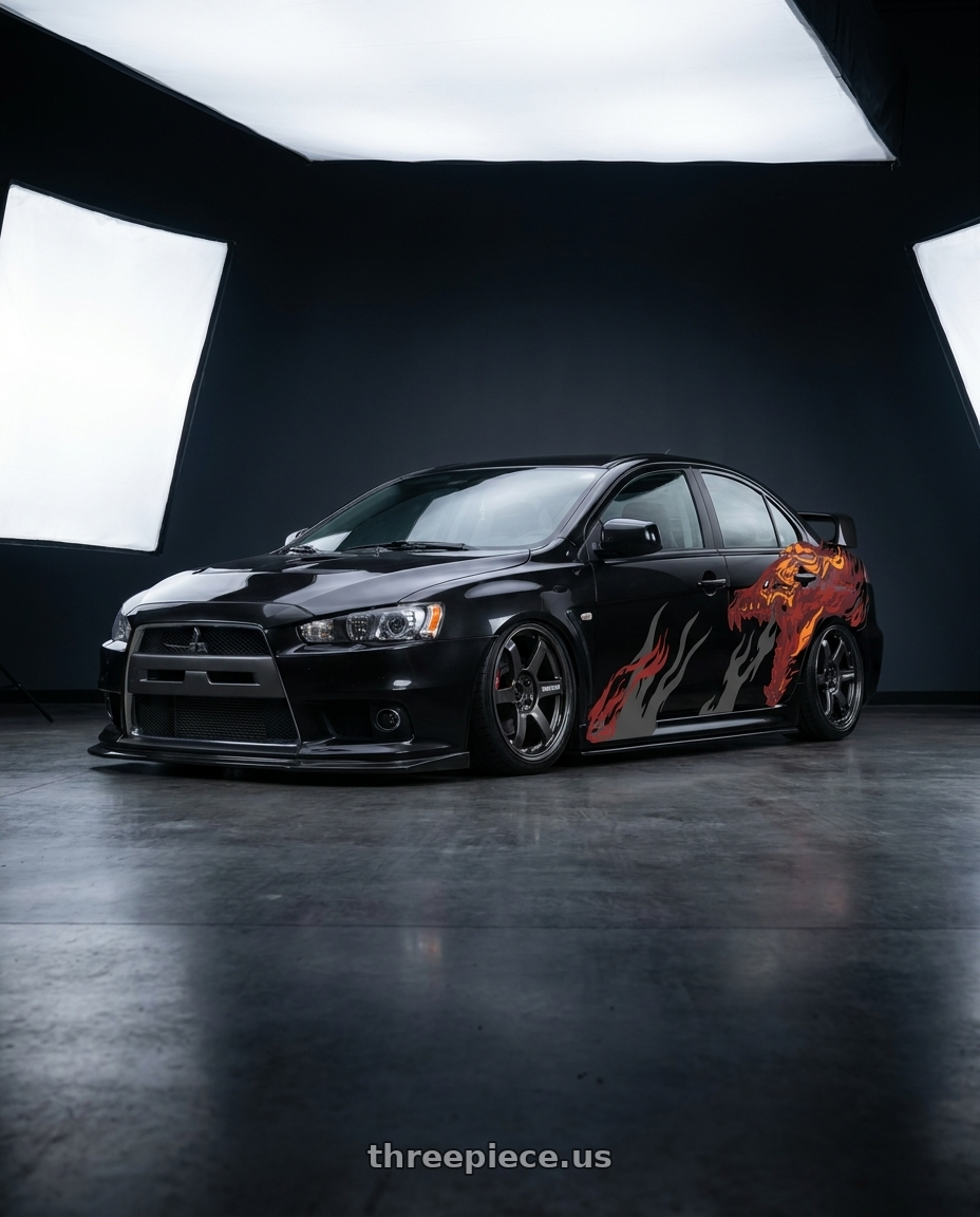 2015 mitsubishi lancer evolution adesivado with Volk Racing TE37 Saga S-Plus 5x100 18x7.5+48 Diamond Dark Gunmetal wheels
