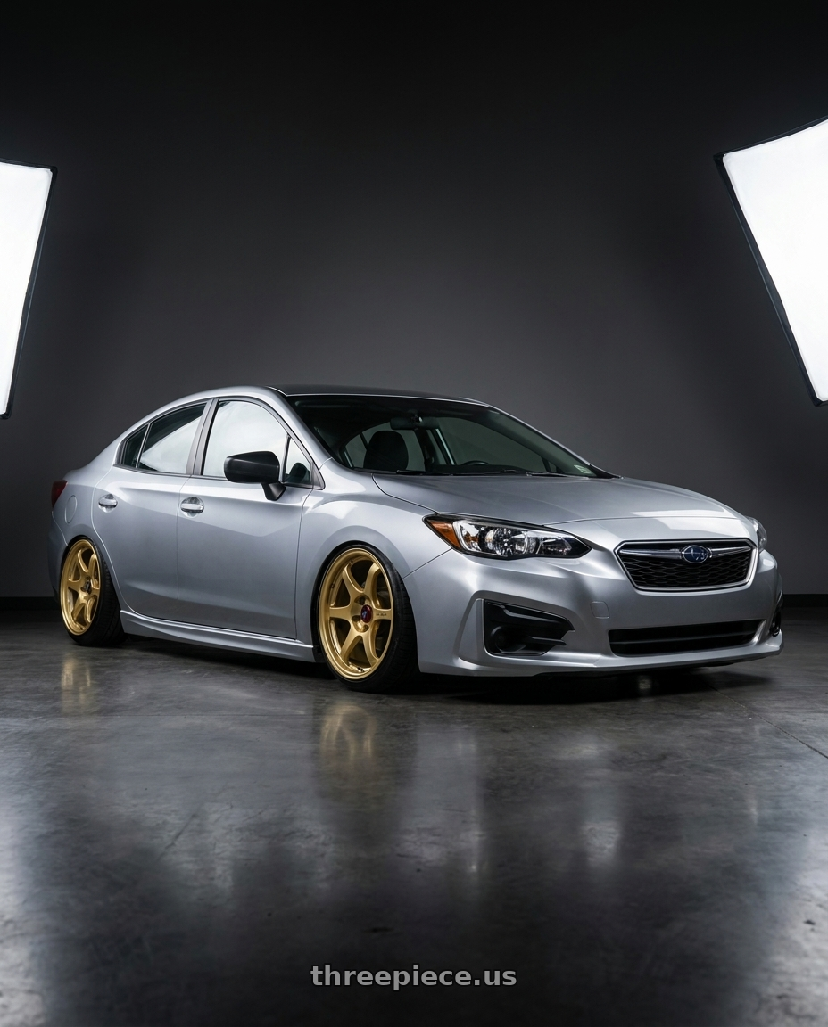 2017 Subaru Impreza with Enkei PF06 5x114.3 18x10.5+45 Gold wheels