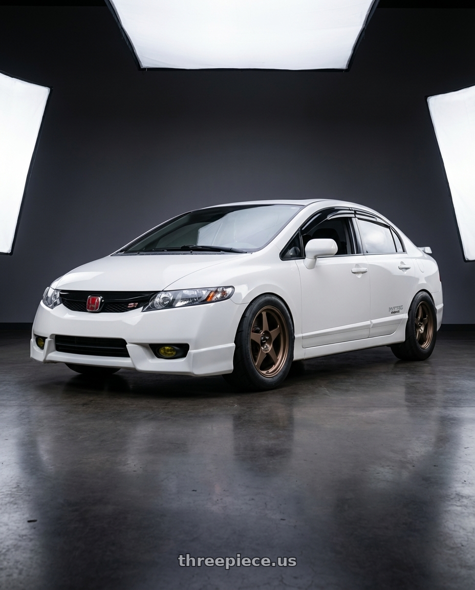 2008 Honda Civic SI with R6061 Forged R1 5x114.3 18X8.5 +35 Matte Bronze wheels