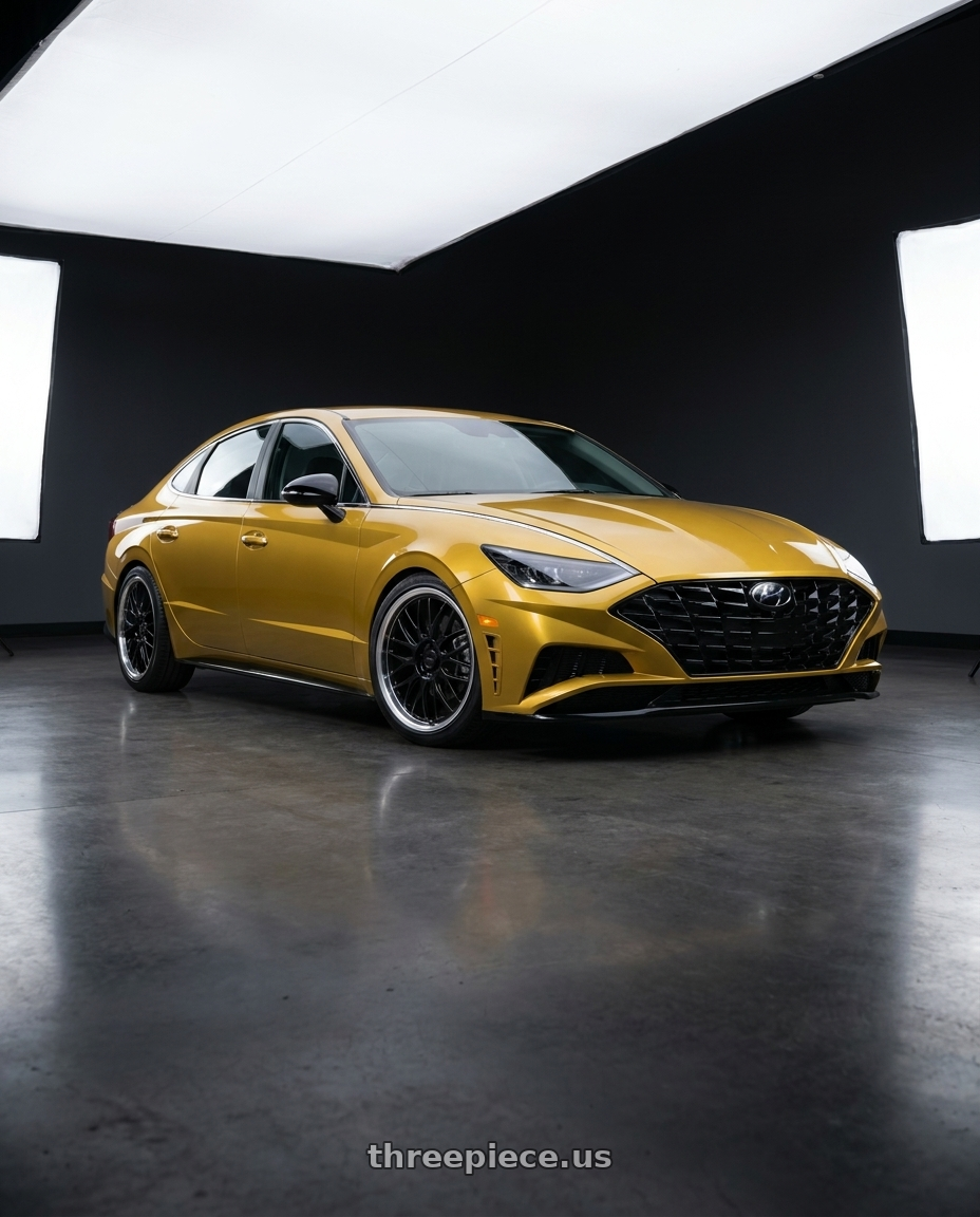 2021 Hyundai Sonata SEL plus with Petrol P4C 5X114.3 19X8 +40 GLOSS BLACK W/ MACHINED CUT LIP wheels