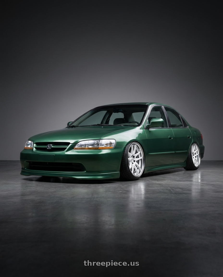 1999 Honda accord with Work Cr 2P 4x100 17x10.0 +12 Gloss White wheels