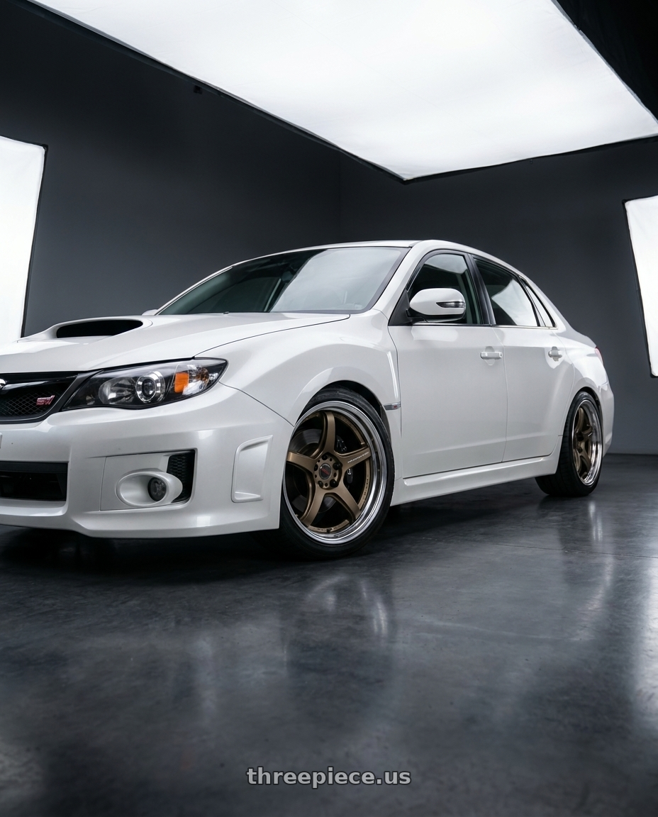 2011 Subaru sti sedan  with Work T5R 2P 5x114.3 18x9.0 +45 Matte Bronze wheels